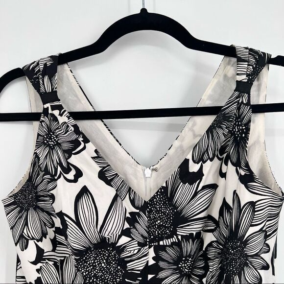 Talbots Floral Sleeveless Cocktail Party Wedding Dress size 2 petite black white - Picture 7 of 11
